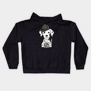 Funny dalmatian is ready to ride a horse Kids Hoodie